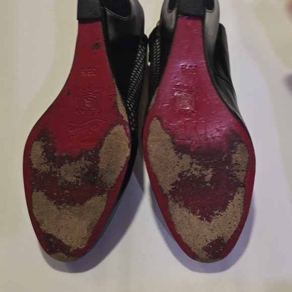 Christian Louboutin Black Fishnet Mesh Slingback Wedge Heels 36.5 - Picture 4 of 7